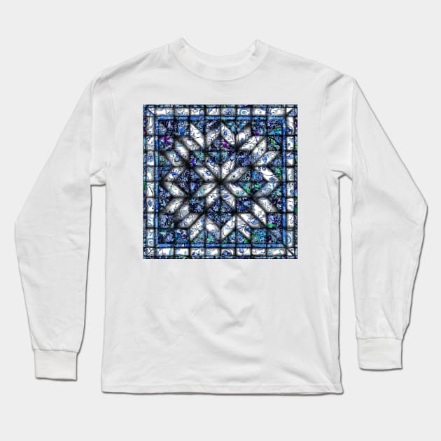 Blue Onion Quilt Long Sleeve T-Shirt by Zodiart